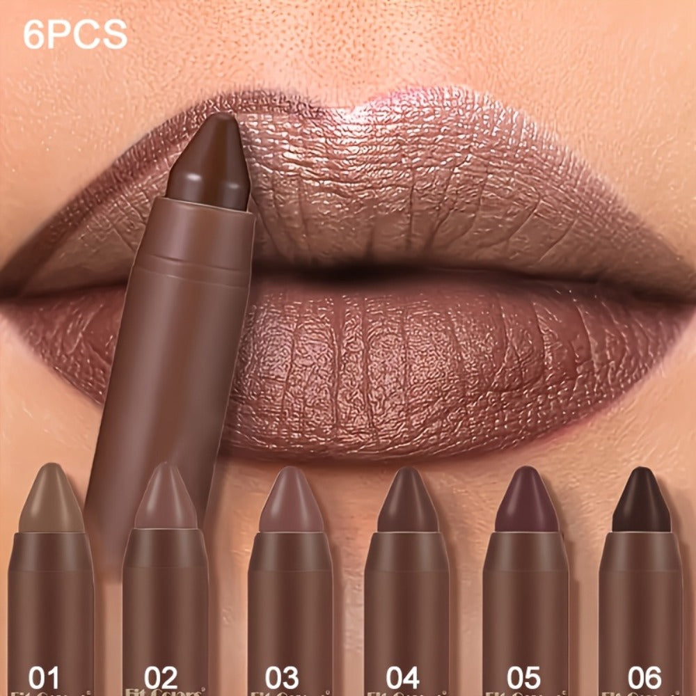 Lipstick Set 6 Pack Matte Long Lasting Waterproof Full Coverage - Non-Fading Velvet Lip Color for All Skin Tones Orange Brown Pink Purple Red Shades Makeup Gift for Women