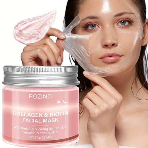 Biotin Collagen Day & Night Face Mask 50g — Hydrating Firming Brightening Skin Cream, Anti-Aging Moisturizer for Plump Smooth Younger-Looking Skin