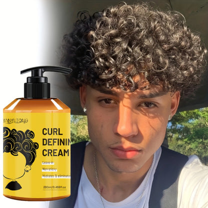 Curl Styling Cream with Argan Oil - Anti Frizz Moisturizing Long Lasting Hold Non-Greasy Hair Styling for Wavy Curly Straight Hair Women Men Hairstyle Design 280ml