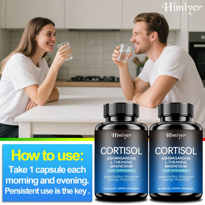 Rhodiola Ashwagandha Stress Relief Capsules with L-Theanine & Magnesium – Cortisol Balance, Deep Sleep & Mood Support Supplement for Women & Men | 1 or 3 Pack
