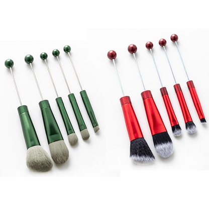 Beadable Makeup Brushes Set 10Pcs DIY Colorful Polyester Bristles ABS Handle Eye Shadow Concealer Cosmetic Brushes Holiday Gift for Women Girls Multiple Color Options