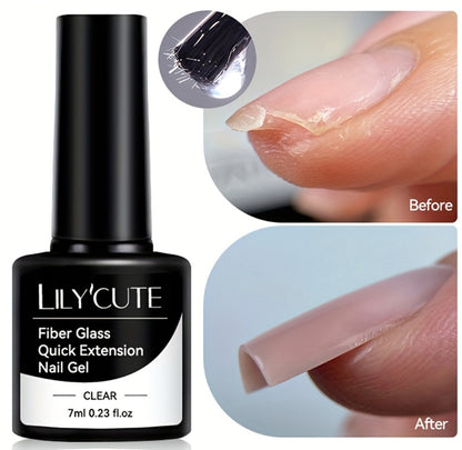 Fiberglass Construction Gel Nail Polish 3pcs - Clear Fiber Glass Gel for Nail Extension & Broken Nail Repair, UV LED Soak-Off Builder Gel Varnish