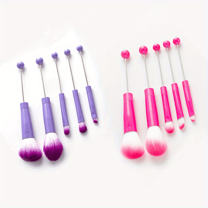 Beadable Makeup Brushes Set 10Pcs DIY Colorful Polyester Bristles ABS Handle Eye Shadow Concealer Cosmetic Brushes Holiday Gift for Women Girls Multiple Color Options