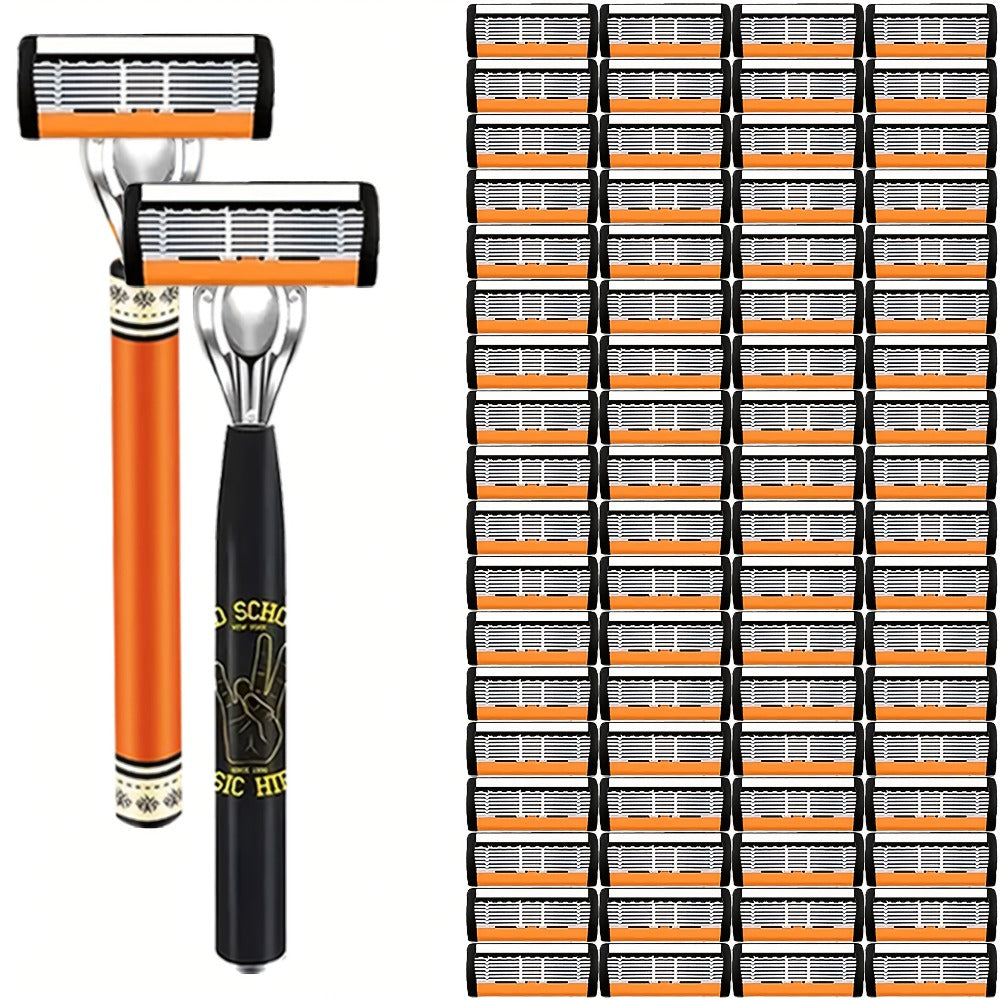 The Classic Men's Manual Razor Is Equipped with Two Comfortable Handles, Sharp And Durable Stainless Steel Blades, And A Progressively Optimized Shaving Experience. It Is An Indispensable Shaving Accessory for Men