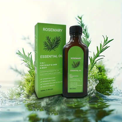 Rosemary Hair Oil Spray with Biotin, Argan Oil & Batana Essential Oil — Deep Moisturizing, Scalp Nourishing, Damage Repair, Shine Enhancing for Dry Damaged Hair, All Hair Types, Unisex, 2 & 3 Pack
