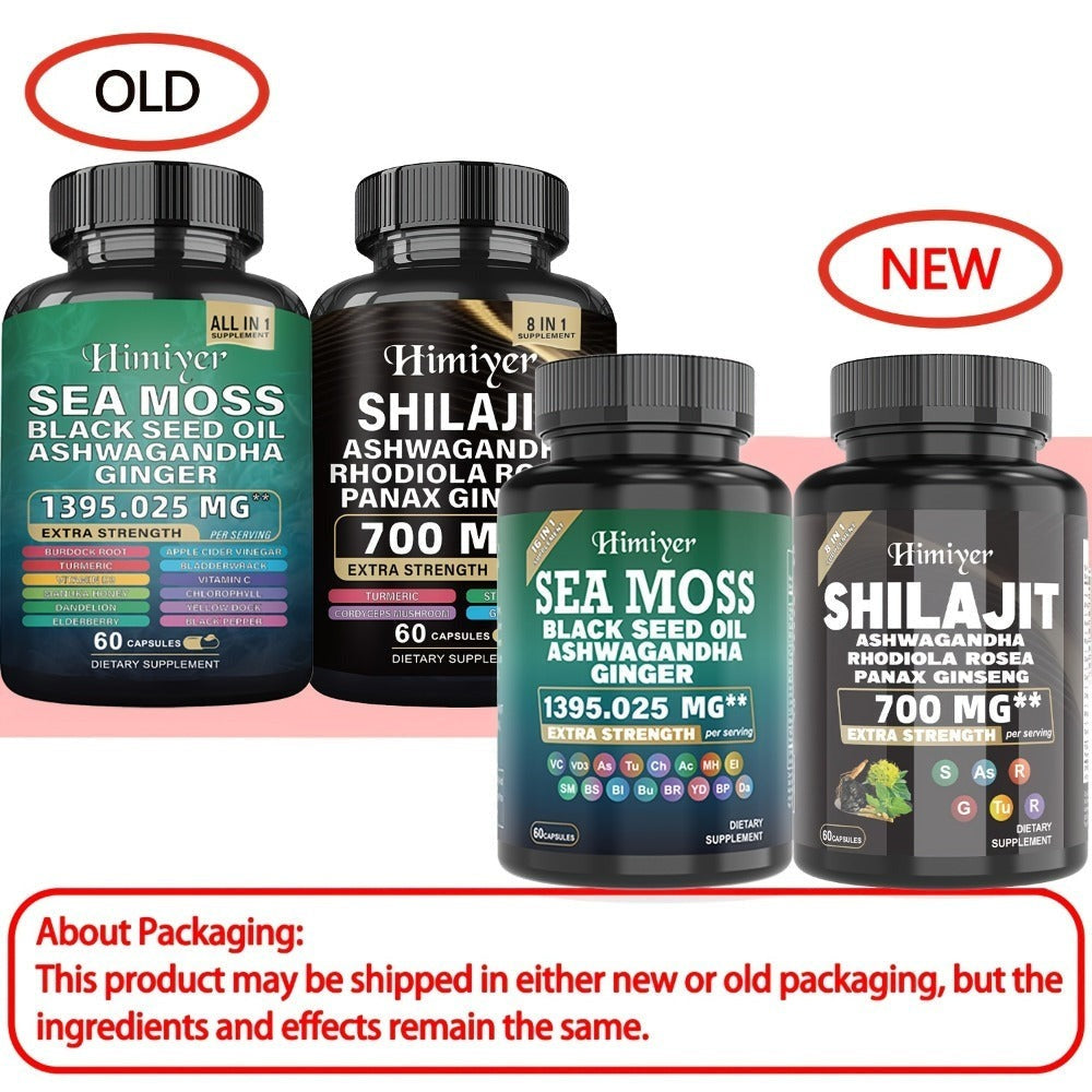 6pcs Sea Moss &SHILA, SEA MOSS 350mg, SHILA 300mg, Ashwagandha 200mg, 3 Courses Of Treatment - 6 Bottle Is Cheaper And Healthier-All Nutritional Supplement, Vitamins, Trace Elements, And Sports Energy.