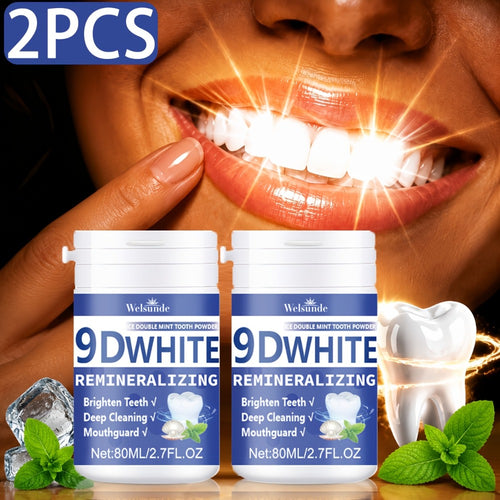 Hydroxyapatite Tooth Powder 2pcs Remineralizing Deep Cleaning Whitening Mint Flavor Fresh Breath Toothpowder for Daily Oral Health Hygiene Gift for Men Women