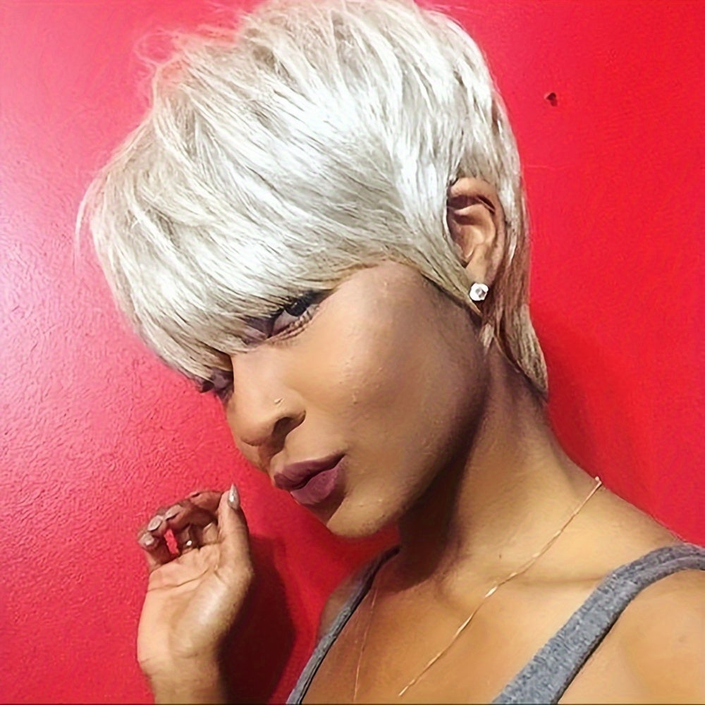 Nicelatus Short Pixie Cut Hair with Bangs Synthetic Wigs for Women Short Hair Wigs for Halloween, Christmas Party, Music Festival