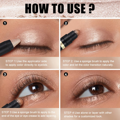 Eyeshadow Stick Set 6pcs Dual-Tipped with Brush Shimmer Glitter Eye Contouring Highlighting Pencil Multicolor Easy Apply Eye Makeup Kit