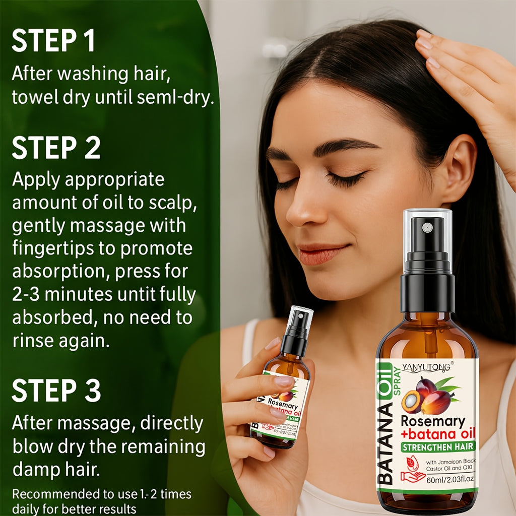 2.03oz Batana Rosemary Essential Oil Hair Spray, Deep Moisturizing for Dry Damaged Hair & Scalp, Nourishing Hair Care From Honduras, Perfect Holiday Gift