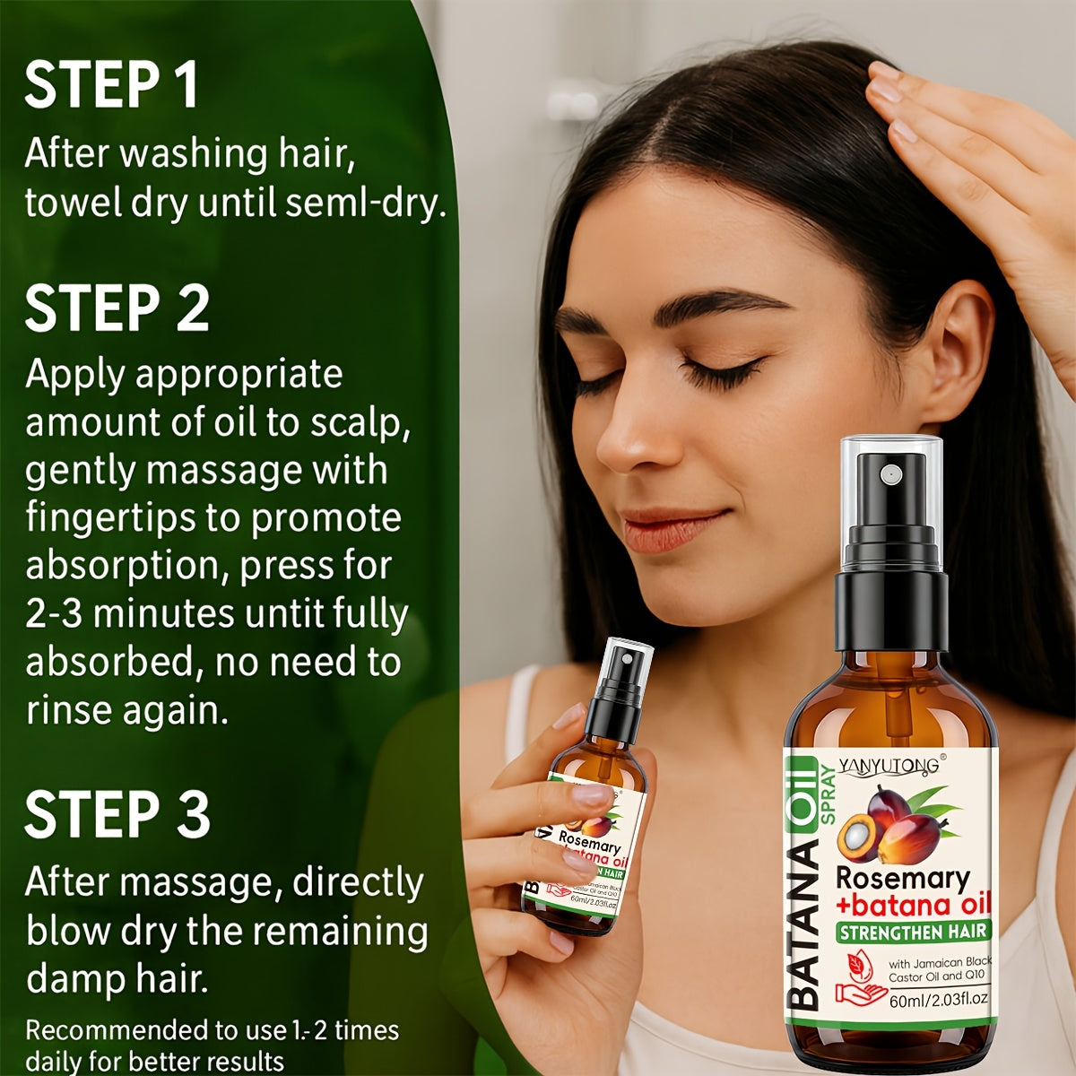 2.03oz Batana Rosemary Essential Oil Hair Spray, Deep Moisturizing for Dry Damaged Hair & Scalp, Nourishing Hair Care From Honduras, Perfect Holiday Gift