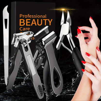 Toenail Clippers Set Heavy Duty for Thick Nails Wide Jaw Opening Straight Nail Clipper Angled Nail Clipper and Nail File Large Nail Clippers for Men Seniors Women Ingrown Toenail Tool