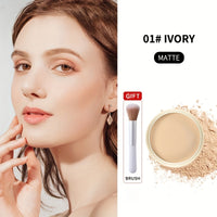 Concealer Wet And Dry Powder + Powder Puff + Powder Brush-01 Ivory White
