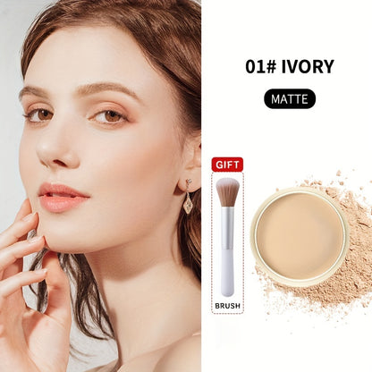 Setting Powder Concealer Kit with Puff & Brush Wet Dry Formula Oil Control Water Resistant Long Lasting - Ivory White Natural Bright Shades Face Makeup