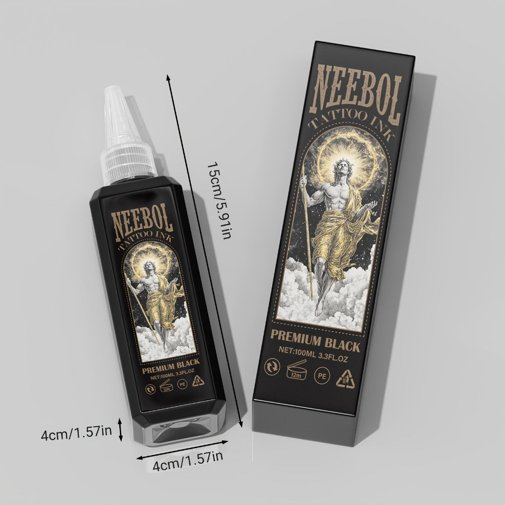 1pc, Neebol Premium Black Tattoo Ink, Super Dark Black, for Outlining, Shading & Blending, Premium Shading Solution, Evenly Vibrant And Bright, Tattoo Supply, Long Lasting Body Art Standard, Makeup Easter Gifts for Tattoo Artists & Beginners