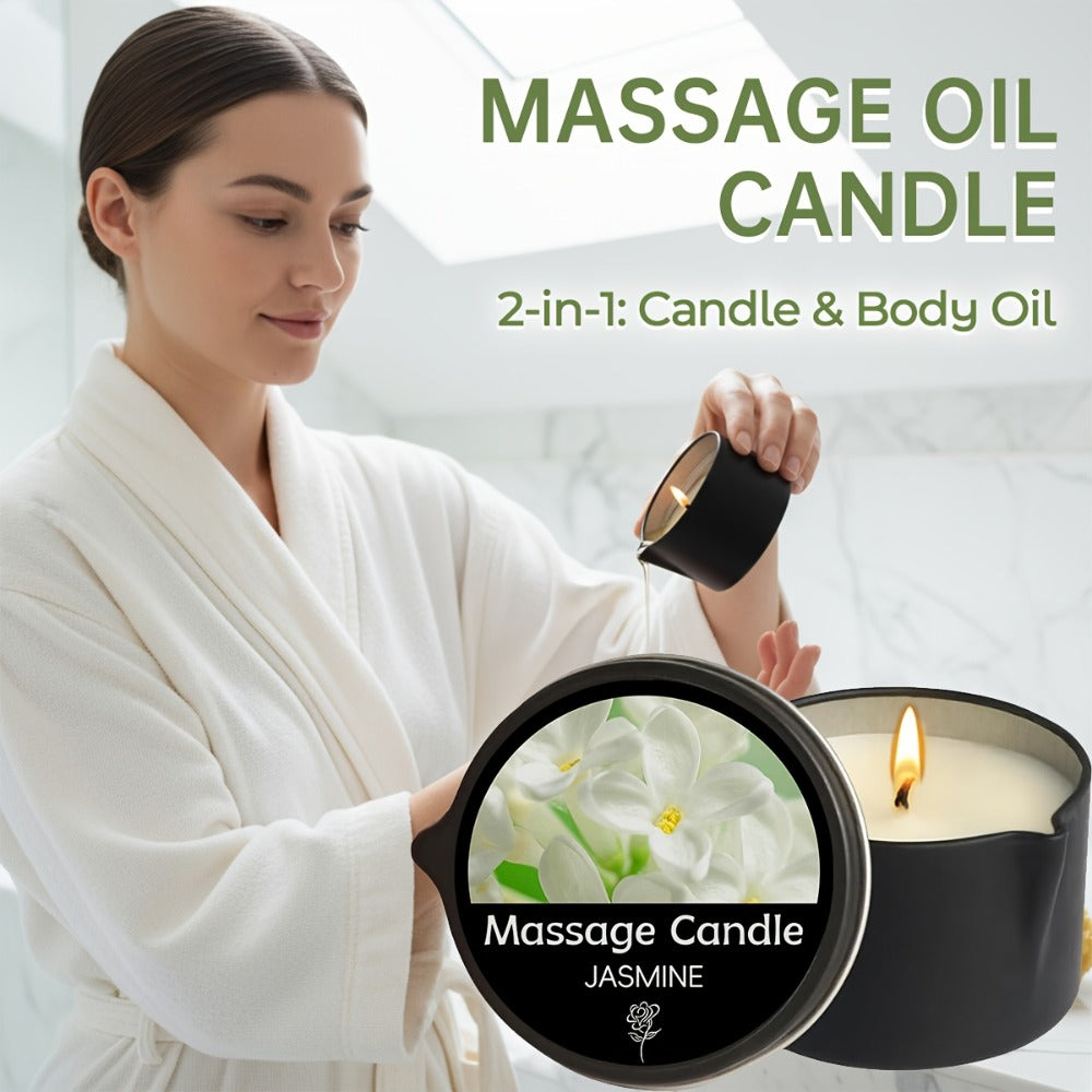 EVODUCK 6pcs/2pcs/1pc 2-In-1 Massage Oil Candle with Essential Oil Luxury Scented Candle with Soy Wax – Warm Moisturizing Body Lotion – Nail Salon, Spa, Pedicure, Beauty, Wedding, Christmas, Valentine'S Day Gift for Women (Total 12Oz/ – Each 2Oz)