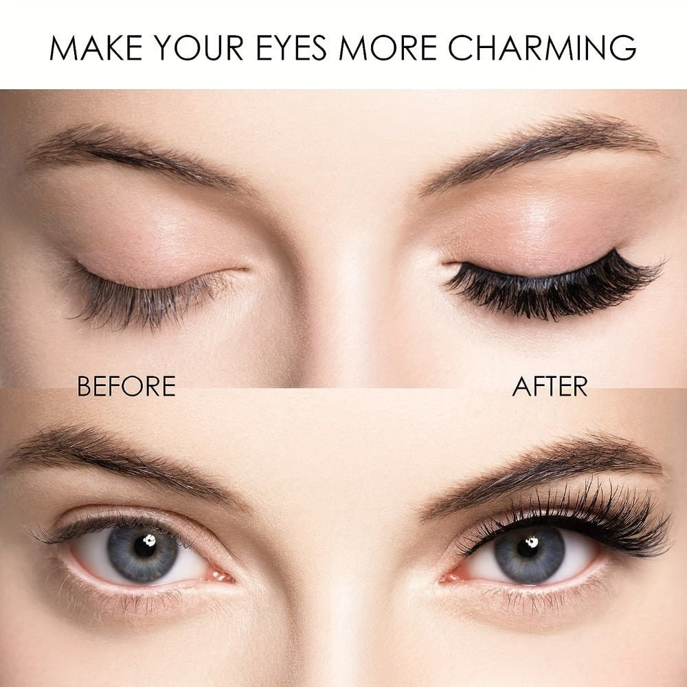 8pcs Natural Glue-3D False Eyelashes(One Box)- Reusable Double Magnetic False Eyelashes Set with Clips, Reusable, Waterproof, Glue, Easy to Wear, Women