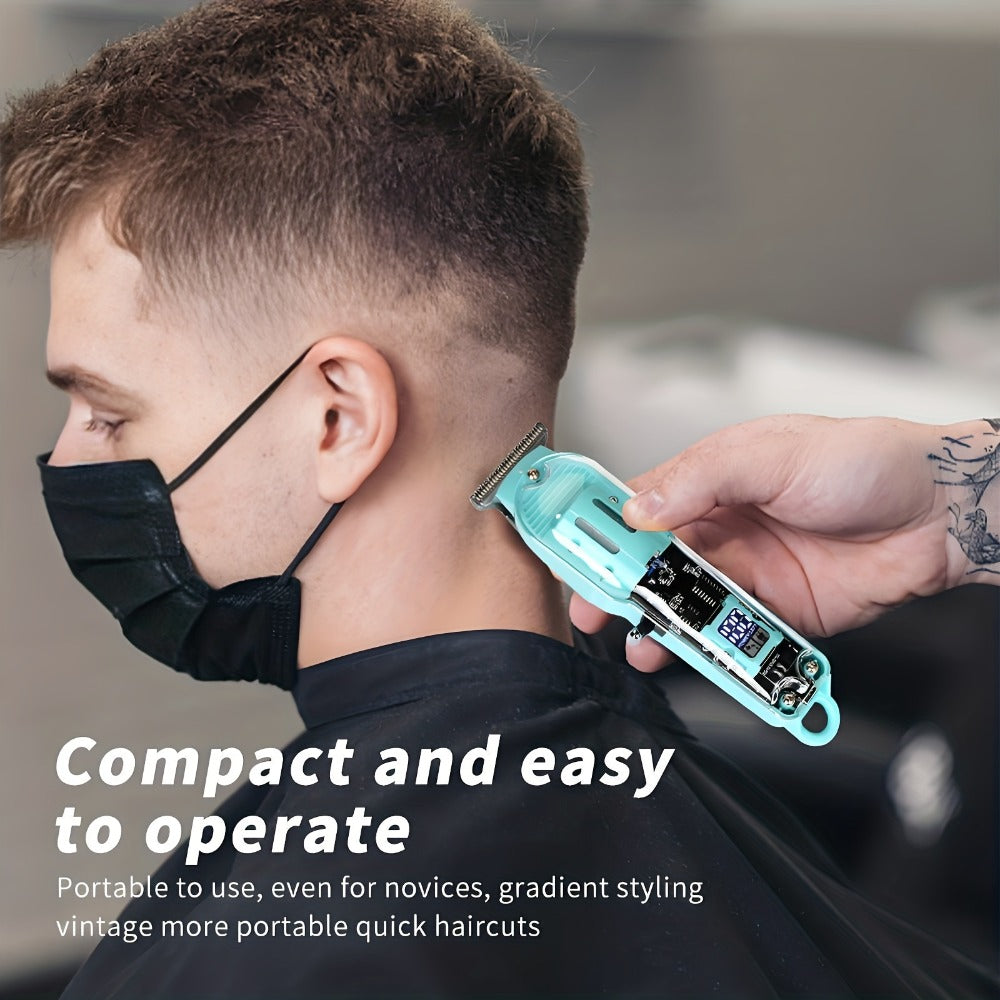 Men' Cordless Hair Clipper & Beard Trimmer with LED Display - USB-C Charging, 4 Attachments Combs (Long Hair Trimmer, Barber-Grade Clipper) - Cordless Shaver Suitable for Home & Travel - Perfect Gift for Men