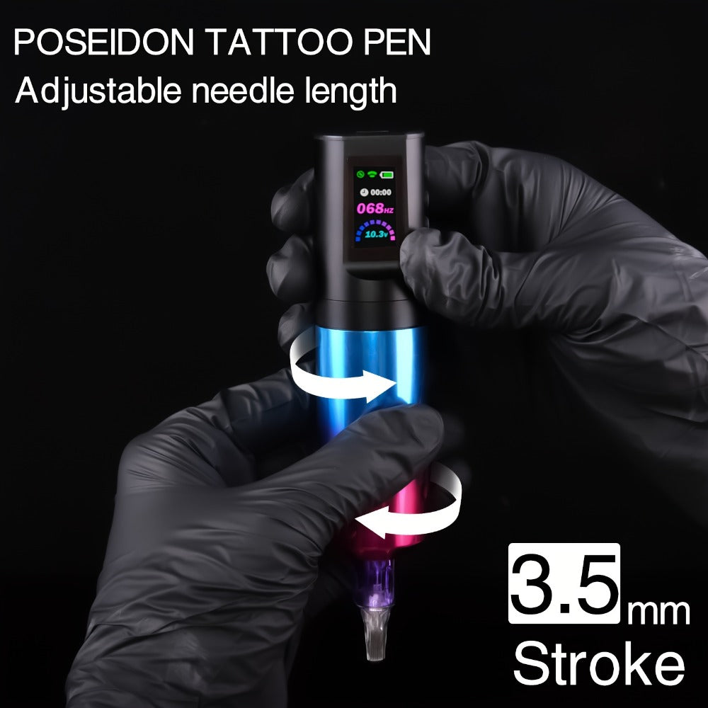 Tattoo Pen Kit Wireless Rotary LED Color Screen — 20pcs Cartridge Needles, 11 Tattoo Inks, 6-Hour Battery, Complete Tattoo Machine Kit for Beginners & Professionals