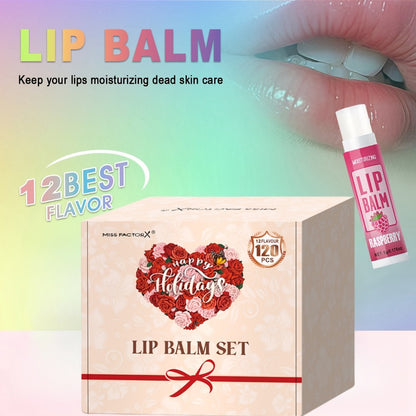 Lip Balm Gift Set 120 Pcs - 12 Flavors Moisturizing Lip Butter with Jojoba Oil, Glossy Natural Shine, Long-Lasting Hydration for All Skin Types, Holiday Party Gift