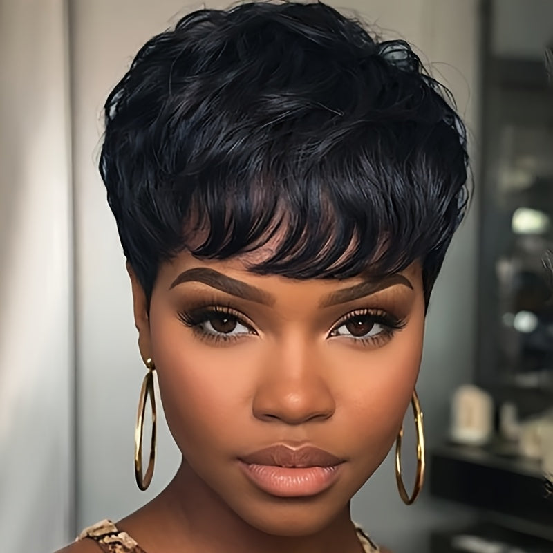 Short Wig with Bangs Body Wavy Hair Synthetic Wig for Women Nice Hair Short Black Hair Wigs for Women