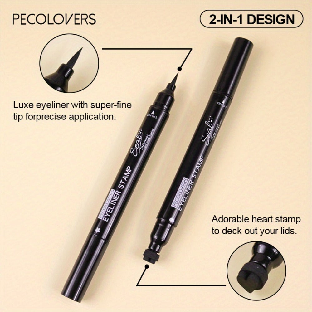 Eyeliner Stamp Pen Double-Ended 8 Styles - Quick Dry Waterproof Liquid Eyeliner in Red & Black, Lazy Wing Liner for Precise Effortless Eye Makeup