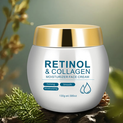 Retinol Face Cream with Collagen - Firming Moisturizing Anti-Aging Facial Cream for All Skin Types - Day and Night Skin Care Cream for Women & Family 130g / Retinol Essence