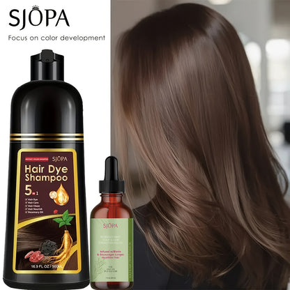 Color Dyeing Shampoo 5-in-1 Instant Hair Color Conditioner 16.9oz - SJOPA Safe Natural No Pungent Smell Unisex Hair Dye Shampoo Serum for Men Women Gift
