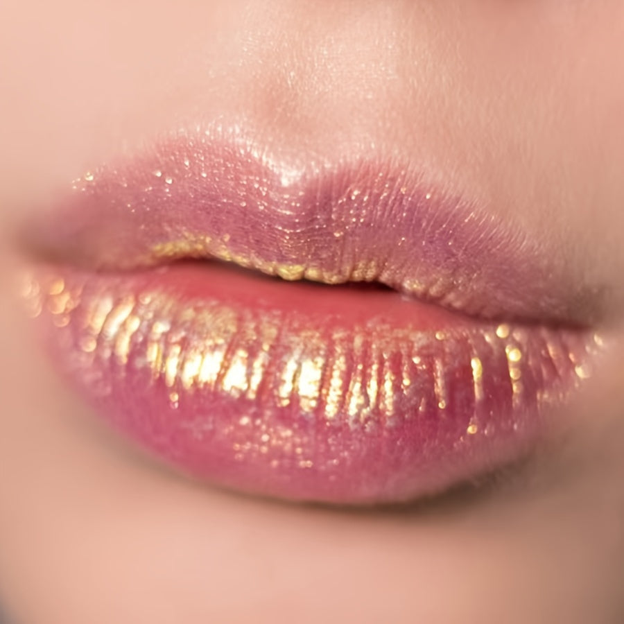 3pcs Pinkish Golden Pearlescent Lipstick Glossy Glitter Shimmer Lip Makeup Creamy Lip Gloss for Party Stage Cosplay Valentine's Day Gifts