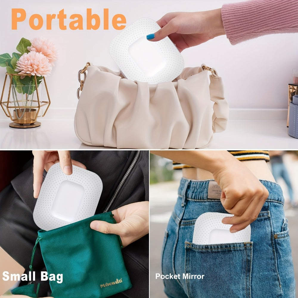 LED Compact Travel Makeup Mirror with Light 10X 1X Magnification, Rechargeable Pocket Mirror 3 Color Modes Adjustable Brightness, 2-Sided Folding Purse Mirror Gift for Women Mom