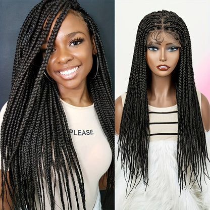 Knotless Box Braid Wig for Women — 360° HD Full Lace Synthetic Lace Front, Handmade Faux Locs, 26 & 38 Inch, Protective Style, Multiple Colors, All Ethnicities