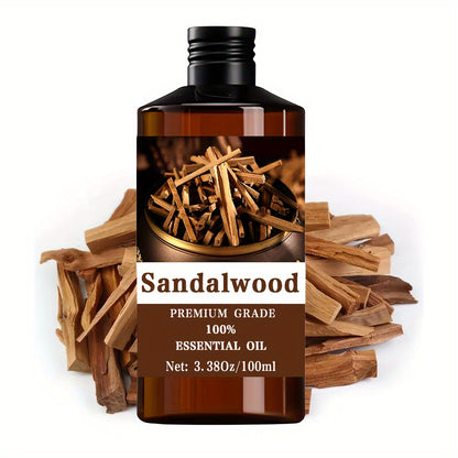 Sandalwood Essential Oil 100ml Pure Natural Therapeutic Grade for Skin Hair Nail Care Massage Moisturizing Aromatherapy Men Women Gift