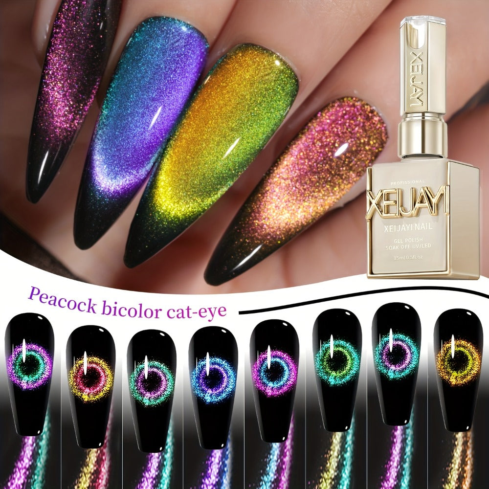 Cat Eye Nail Polish Set 8Colors 0.51oz Reflective Cat'S Eye Nail Gel Soaking LED Gel Salon Female Nail Art Tools Fashion Holographic Nail Art