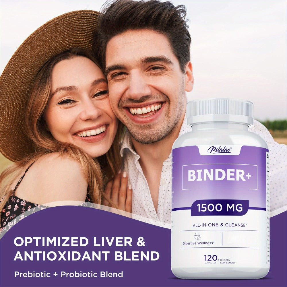 Binder - with Activated Charcoal, Zeolite & Bentonite Clay, Liver & Gut Health Supports, for Digestive System, 13-In-1 Binder Supplement - 120pcs