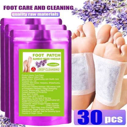 Foot Patches Detox Bamboo Vinegar Ginger Lavender Natural Plant Ingredients Deep Cleansing Moisturizing Foot Pads Massage Relaxing Foot Care Home Portable Health