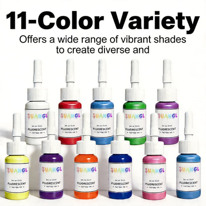 UV Tattoo Ink Set Blacklight Fluorescent Glow in the Dark Tattoo Ink 5ml Bottles Professional UV Reactive Tattoo Dye for Blacklight Body Art Glow Parties Tattoo Supplies 5 8 11 15 Colors