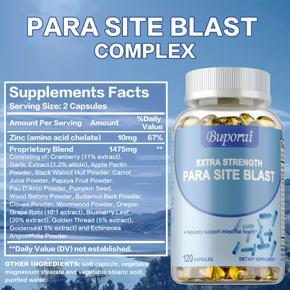 Para Site Blast - with Cranberry, Garlic, Black Walnut Hull, Wormwood, Supports Digestive, Liver & Gut, Gut Health Intestine Supplement, Premium Formula - 120pcs