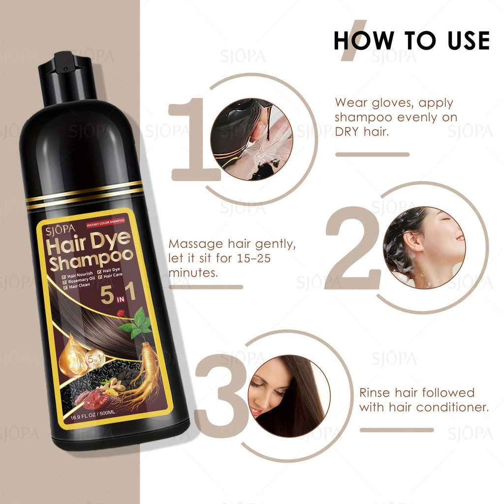 Hair Dyeing Kit, 16.91 Oz Hair Dyeing Shampoo, 3 in 1, 0.03/1.01 Oz Rosemary Hair Care Oil, Gentle on Skin, Natural And Safe Formula, Quick Hair Dyeing Oil The Perfect Christmas Gift