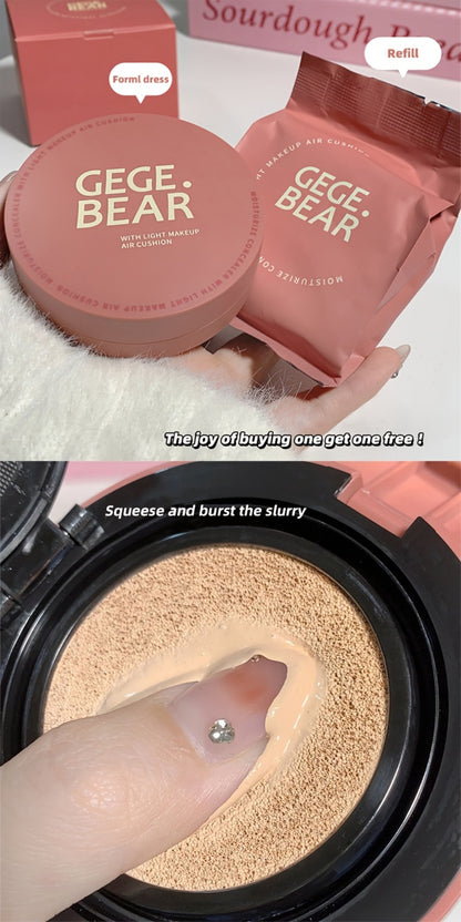 Cushion BB Foundation Cream with Replacement Core - Waterproof Oil Control Invisible Pore Coverage, Moisturizing Lightweight Formula, Buildable Natural Finish for All Skin Types, Ivory White