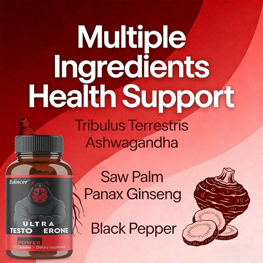 Natural Dietary Supplement Containing Ginseng, Maca, Saw Palmetto, Etc. - 120 Capsules