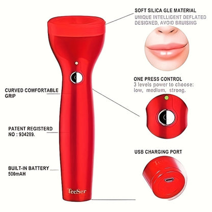 Electric Lip Plumper USB Charging — Silicone Lip Beauty Tool for Fuller Charming Lips, Fragrance-Free Portable Lip Enhancer Device for Women