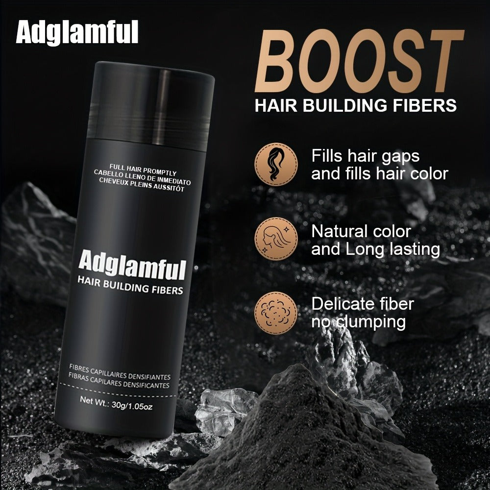 Hair Building Fibers 30g Large Size - Natural Look Thinning Hair Concealer for Volume & Thickness | Covers Hairline | Unisex | Black & Dark Brown