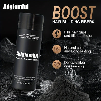Hair Building Fibers 30g Large Size - Natural Look Thinning Hair Concealer for Volume & Thickness | Covers Hairline | Unisex | Black & Dark Brown