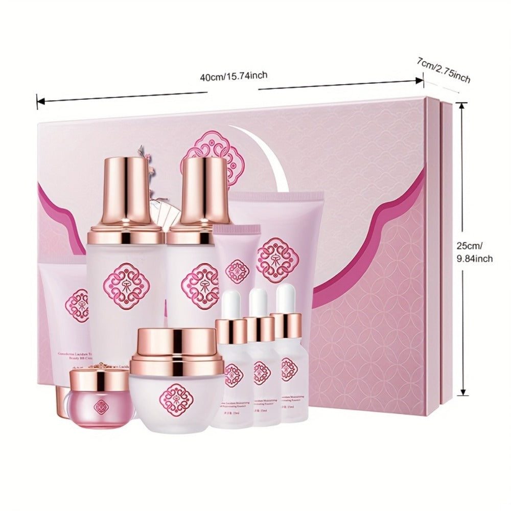Ganoderma Lucidum Skin Care Luxury Gift Box, Extract Ganoderma Ingredients, Firms, Skincare, Mild And Not for Allergic, Suitable for All Skin Types, Soft Moisturizing Set 10pcs, Gift, Beautiful Skin Care, Thanksgiving/Mother'S Day Gift