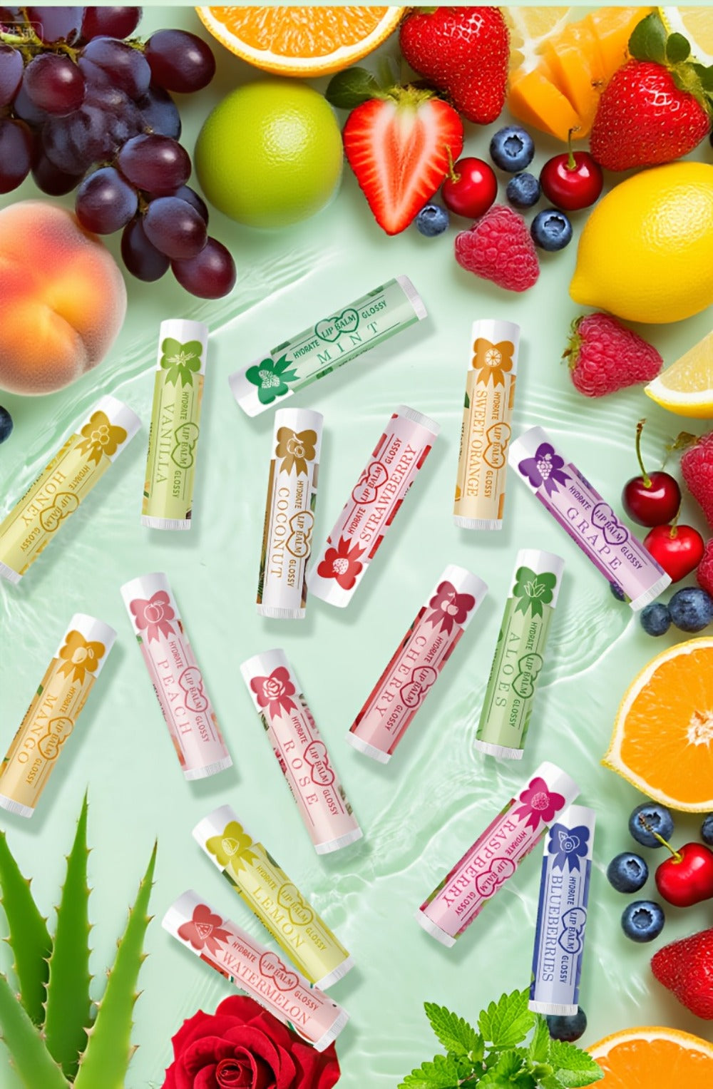 Lip Balm Set 16 Pack – Assorted Flavored Moisturizing Lip Balms for Long-Lasting Hydration & Shine | Bulk Lip Care Kit for Dry Lips, All Skin Types | Perfect Gift Set for Women, Girls & Teens