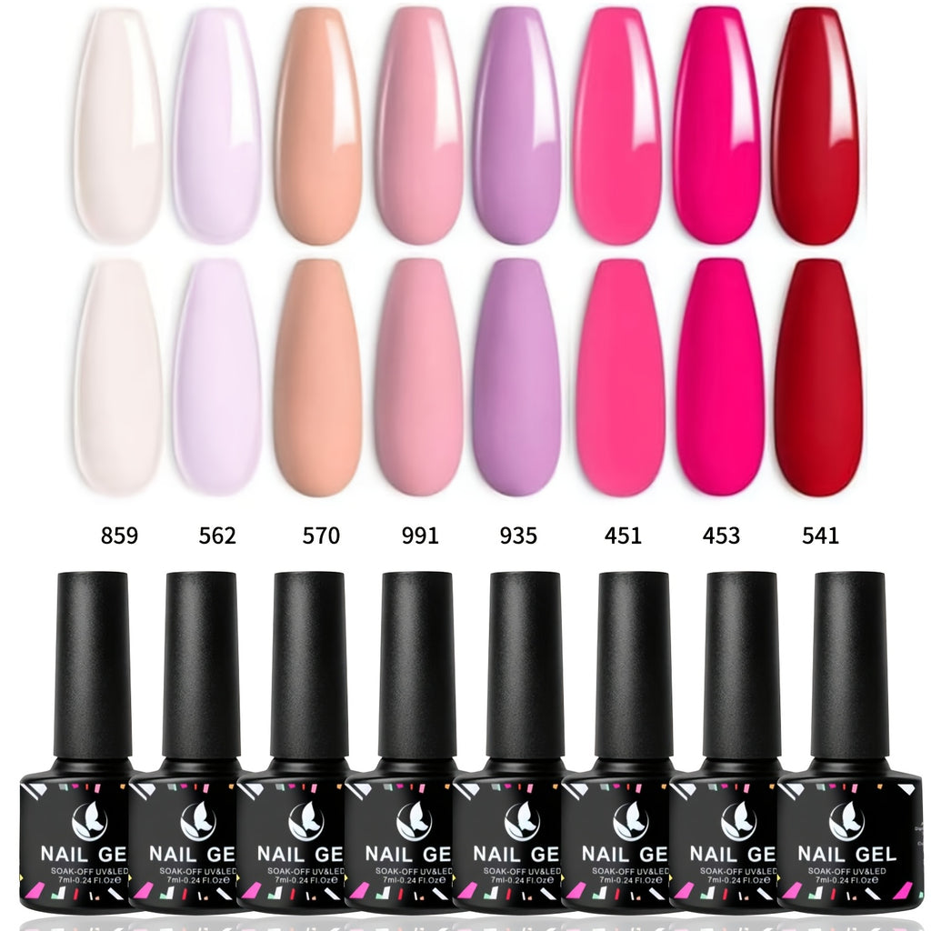 Gel Nail Polish Set 8 Colors Rhapsody Series Pastel Paint Soaking UV Four Seasons Nail Art Starter Set Ladies Gift