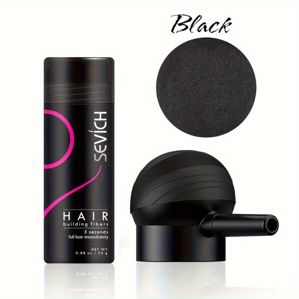 Hair Building Fibers with Spray Head 2-Pack Sevich - Instant Natural Thickening for Thinning Hair Fuller Look Conceals Hair Loss Black Dark Brown Medium Brown