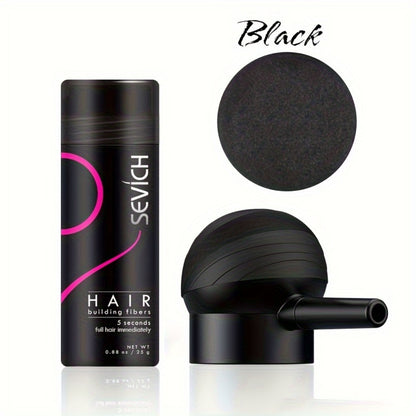 Hair Building Fibers with Spray Head 2-Pack Sevich - Instant Natural Thickening for Thinning Hair Fuller Look Conceals Hair Loss Black Dark Brown Medium Brown