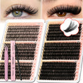 Lash Clusters Kit 708pcs 8-16Mm Mixed 30D-100D Lashes Clusters Kit with Glue, Tweezers And Brush, Mega Volume Cluster Lashes for Natural Or Dramatic Eye Makeup, Soft Reusable Eyelash Clusters Kit for Long Lasting Salon Style Look Easily at Home