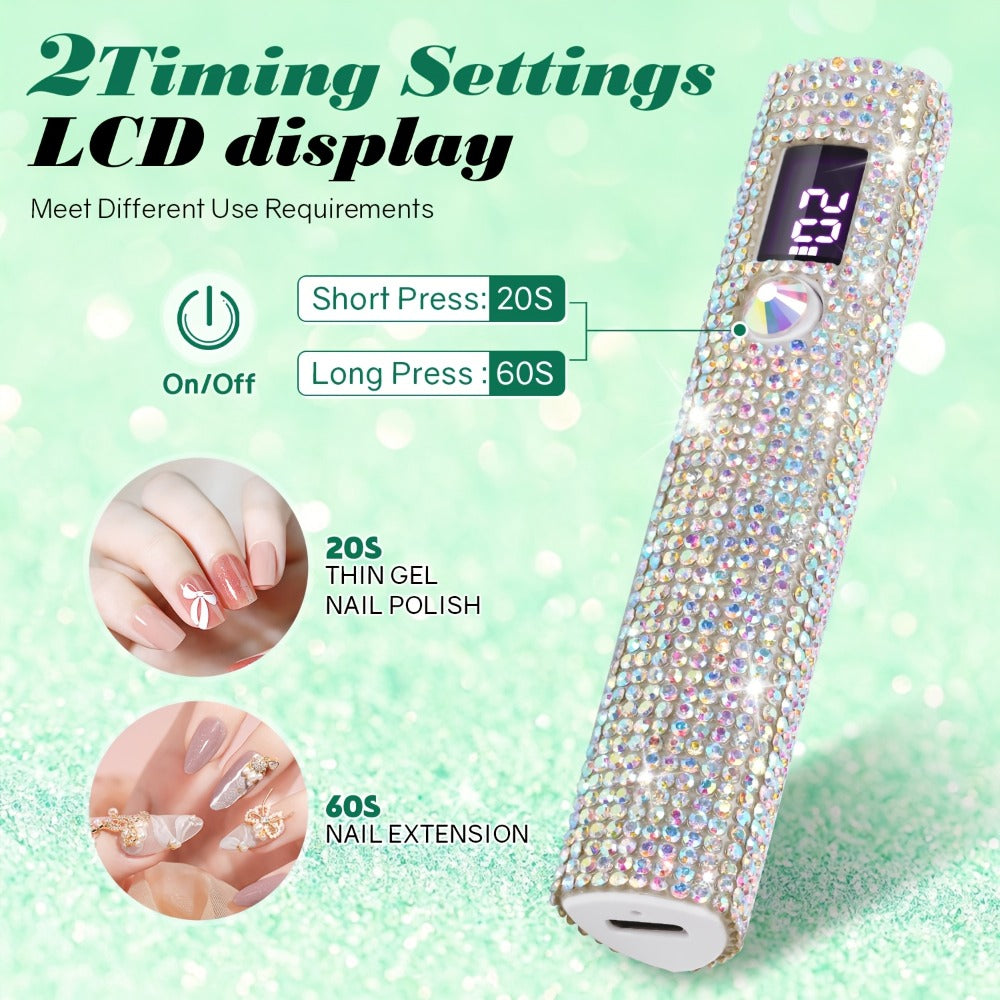 Portable /LED Nail Lamp Compatible for Gel Polish - USB- Quick-Dry Dryer with LCD Display & Handheld /LED Light, USB Rechargeable Manicure Lamp for Fingers & Toes, No Adapter Included, Valentine's Gift for Nail Techs & DIYers